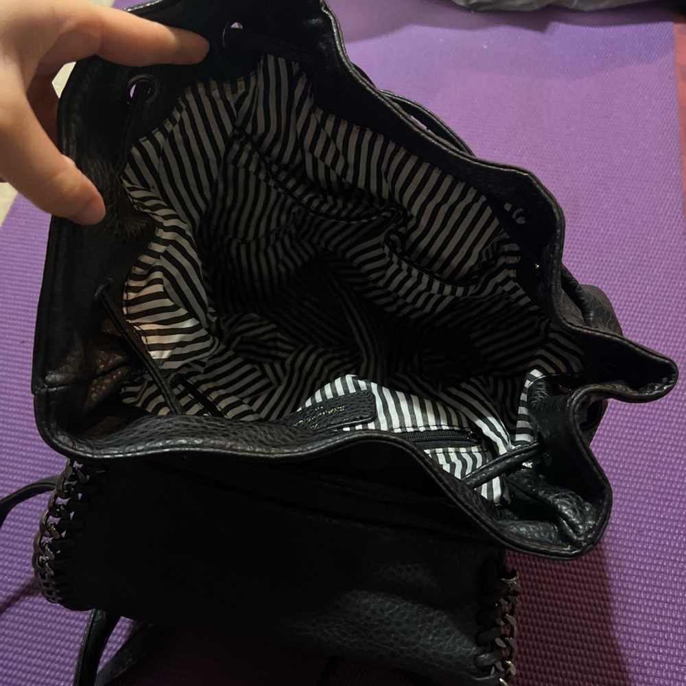 Expression Nyc Black Leather Drawstring Backpack - image 4